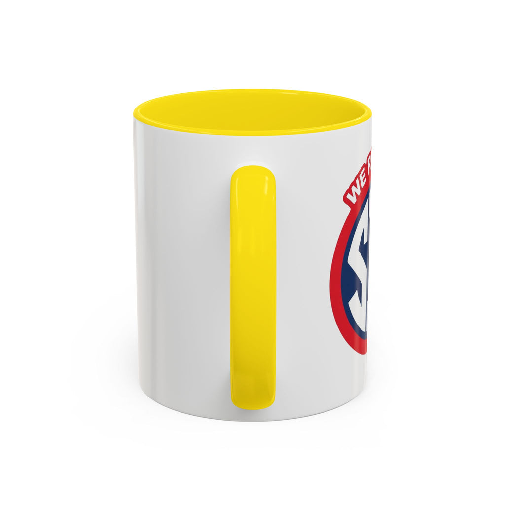 We Run The SIP Coffee Mug — Bold Retro Logo Accent Mug