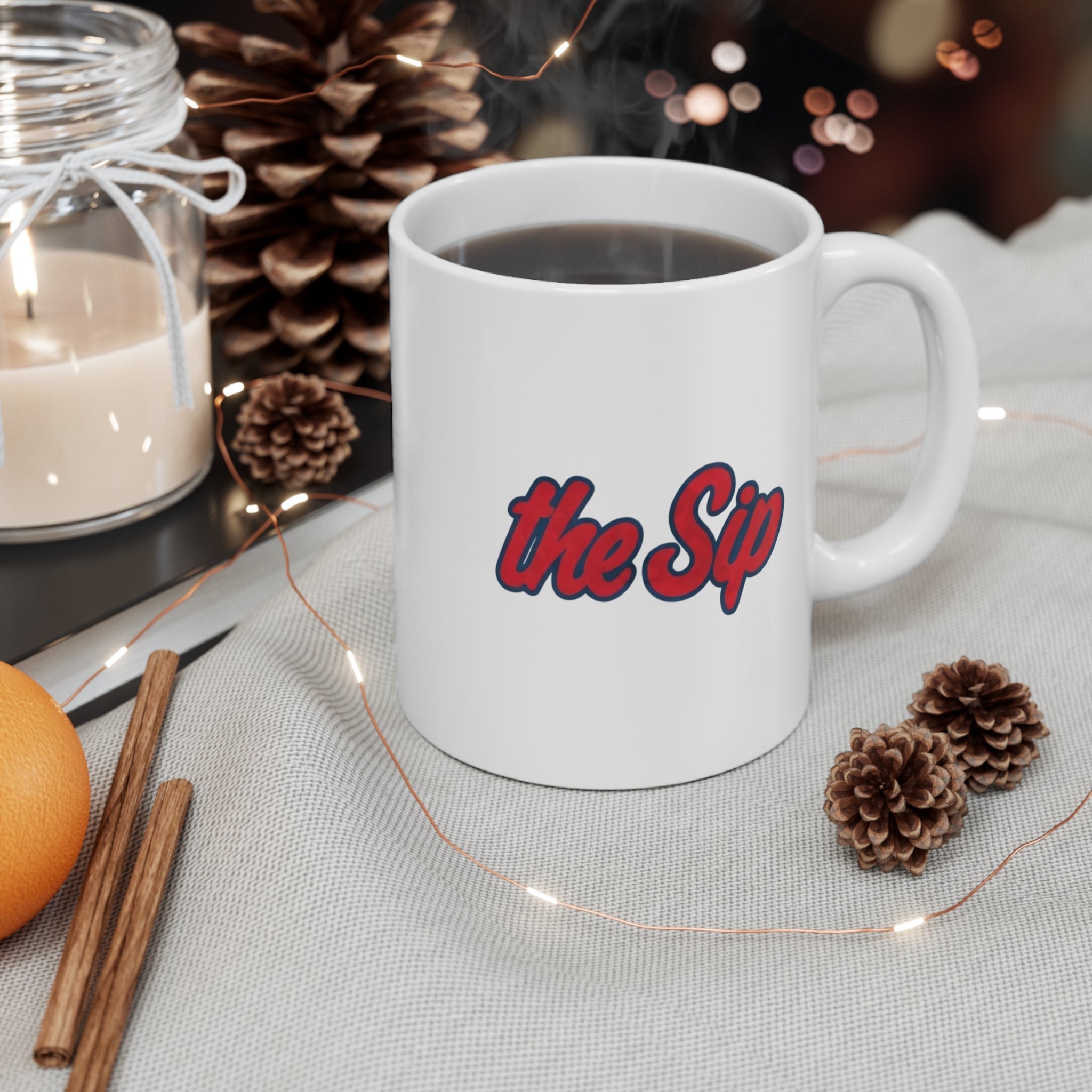 Mug — "The Sip" Red Script Coffee Mug (11 oz)