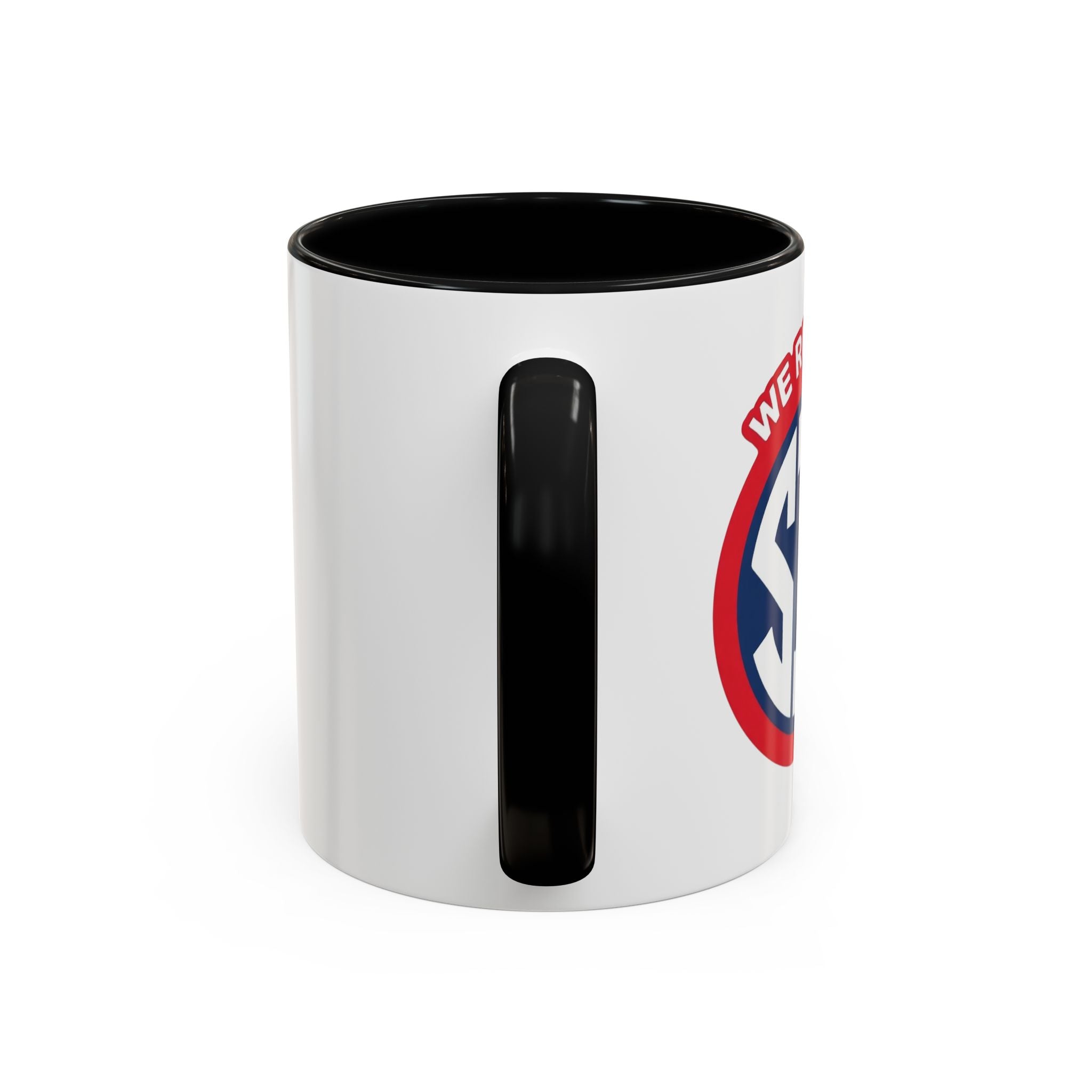 We Run The SIP Coffee Mug — Bold Retro Logo Accent Mug